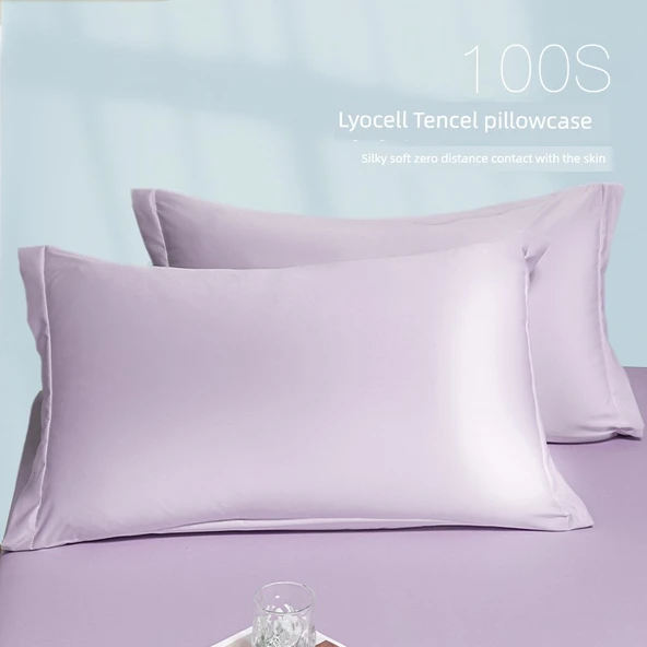 Tencel İpek Yastık Kılıfı 48x74 cm - Zilan Moru (Çiftli)