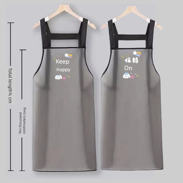 TPU Şeffaf Su Geçirmez Mutfak Önlüğü - Şerit [Busy Cute] 75cm - Cepsiz - 2 Adet