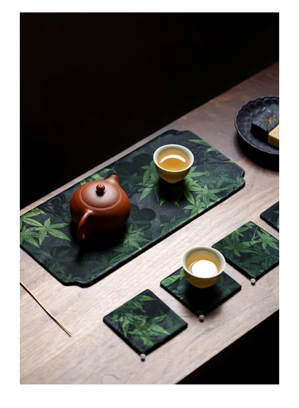 Zen Tarzı Kumaş Çay Altlığı - Büyük Uzun Çay Matı 49x21.5cm - 8