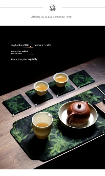 Zen Tarzı Kumaş Çay Altlığı - Büyük Uzun Çay Matı 49x21.5cm - 7