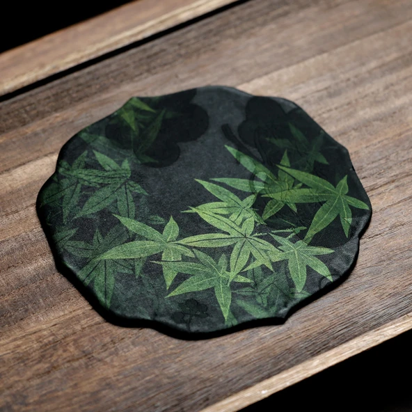 Zen Tarzı Kumaş Çay Altlığı - Hazine Çiçek Çaydanlık Altlığı 18.5x19cm