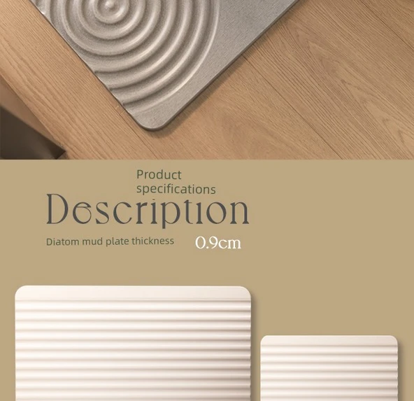 Kaymaz Diatomit Emici Banyo Paspası - Kare Gri Su Damlası Desenli - 39x60cm - 10