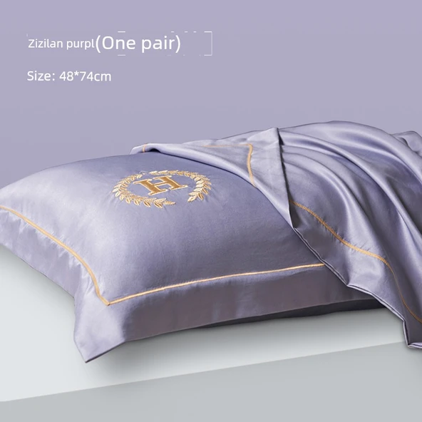 Fırçalanmış Buz İpek Yastık Kılıfı 48cm x 74cm - Zilan Moru [Çift]
