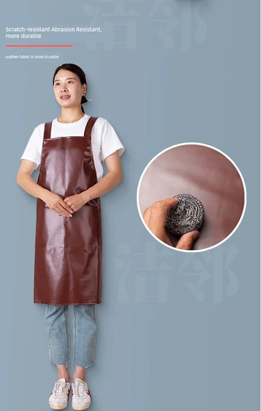 PU Yağa Dayanıklı Önlük - Bordo, Omuz Uzunluğu 100 cm, Genişlik 65 cm - 9