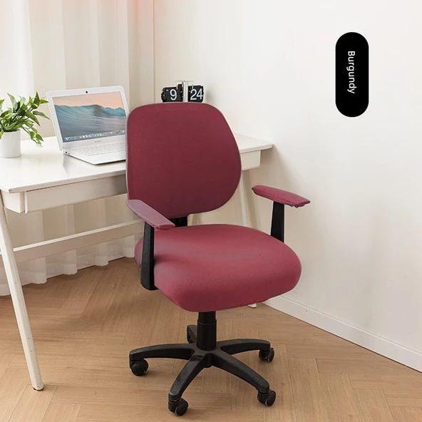 Elastik Kadife Ofis Bilgisayar Koltuğu Kılıfı - Bordo - Tekli Oturma Kılıfı