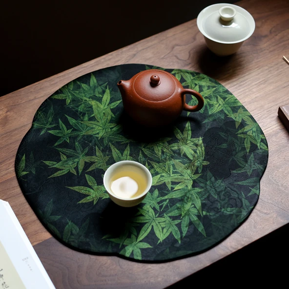 Zen Tarzı Kumaş Çay Altlığı - Çiçek Çay Matı 33.5x33.5cm