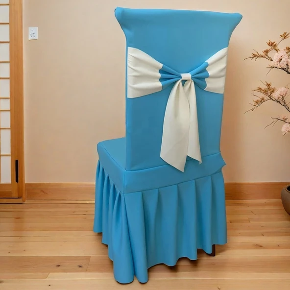 Elastik Polyester Sandalye Kılıfı - Tiffany Mavisi - 7