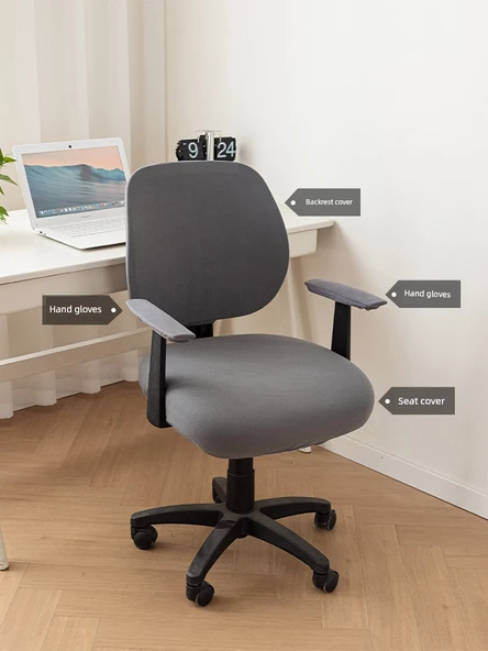 Elastik Kadife Ofis Bilgisayar Koltuğu Kılıfı - Bordo - Tekli Oturma Kılıfı - 3
