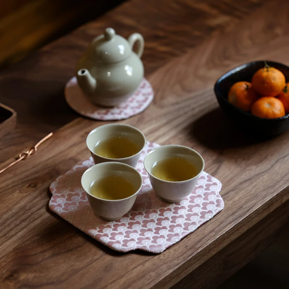 Desenli Brokar Çay Altlığı - Pembe Altıgen - 3