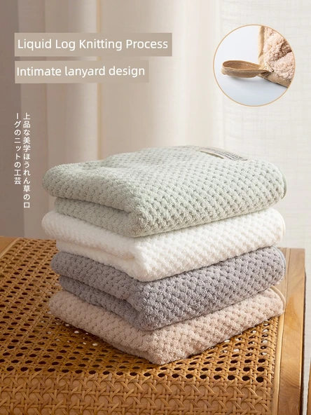 Pamuklu Hızlı Kuruyan Yüz Havlusu 75x35cm - Rüya Mavisi + Gök Grisi + Açık Mor Pudra (2 Adet) - 4