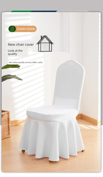 Elastik Otel Banket Sandalye Kılıfı - Saf Beyaz Etek - Resim 8