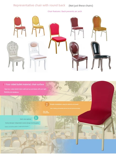 Streç Otel Banket Arkası Yemek Sandalyesi Kılıfı - Kırmızı - Resim 11