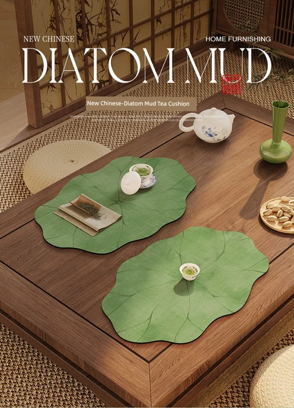 Çin Tarzı Lotus Çay Altlığı - Lotus Yaprağı Şekilli - 30x50cm - Resim 7