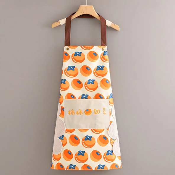 Sevimli Su Geçirmez Yağa Dayanıklı El Silmeli Mutfak Önlüğü - Persimmon Good Things-Geliştirilmiş