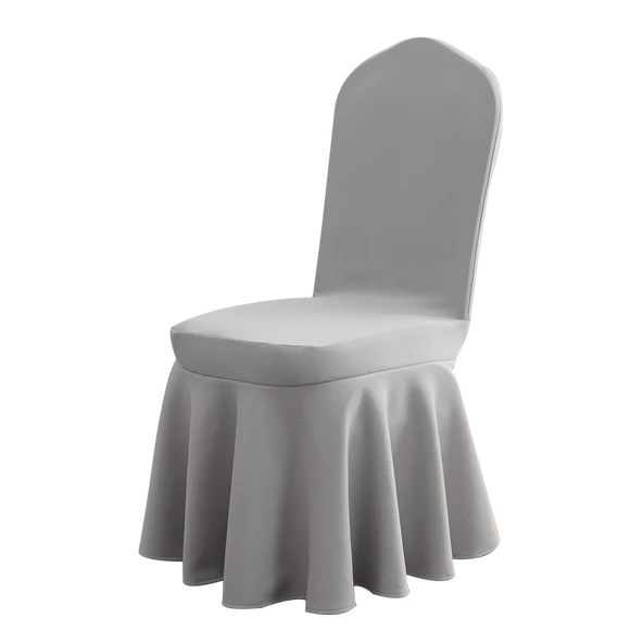 Elastik Otel Banket Sandalye Kılıfı - Saf Beyaz Etek - Resim 6