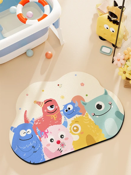 Diyatomit Banyo Paspası 40x60cm - F Küçük Canavar Koleksiyonu-2 - 3