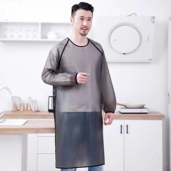 Şeffaf TPU Uzun Kollu Fileli Önlük - 1.2 Metre