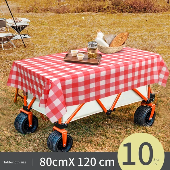 Katlanabilir Su Geçirmez Piknik Örtüsü - Kırmızı Ekose 0.8*1.2 m 10 Adet