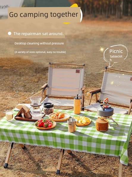 Katlanabilir Su Geçirmez Piknik Örtüsü - Yeşil Kareli 0.8*1.2 m - 1 Adet - Resim 6