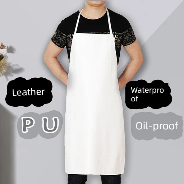 PU Su Geçirmez Mutfak Önlüğü - Siyah 115cm - Resim 2