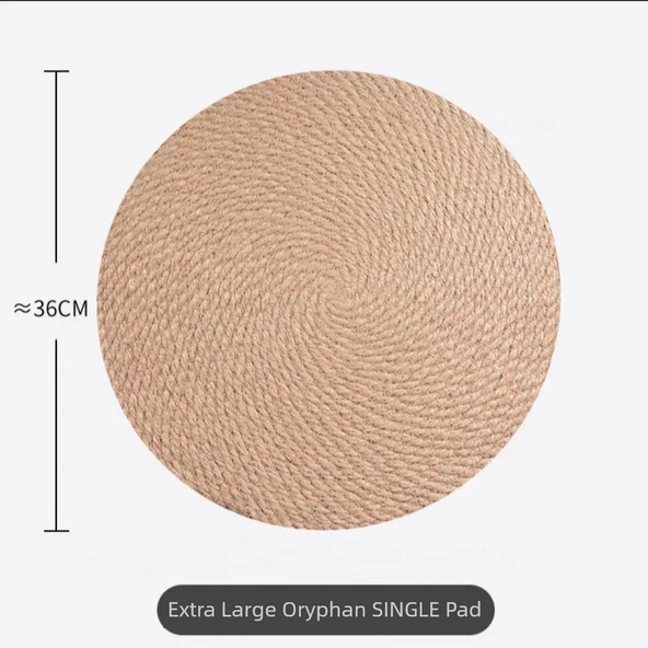 Japon Stili Keten Amerikan Servis - Büyük Boy Keten Yuvarlak 36cm (1 adet)