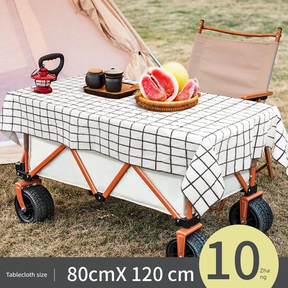 Katlanabilir Su Geçirmez Piknik Örtüsü - Siyah Ekose 0.8*1.2 m 10 Adet