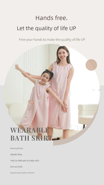 Giyilebilir Banyo Havlu Eteği - Mavi Gri (Desenli) - Banyo Eteği (bonesiz) - 9