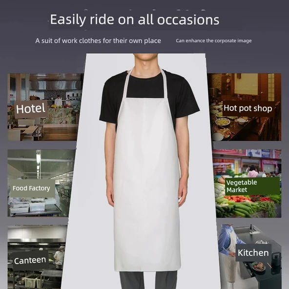 PU Su Geçirmez Mutfak Önlüğü - Siyah 115cm - Resim 4