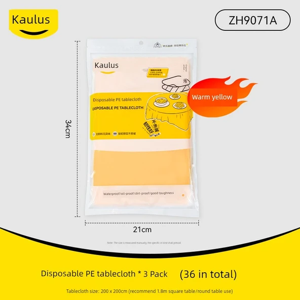 Tek Kullanımlık Masa Örtüsü - Sıcak Sarı Ekstra Büyük 2m x 2m (36 Adet, 3 Paket)