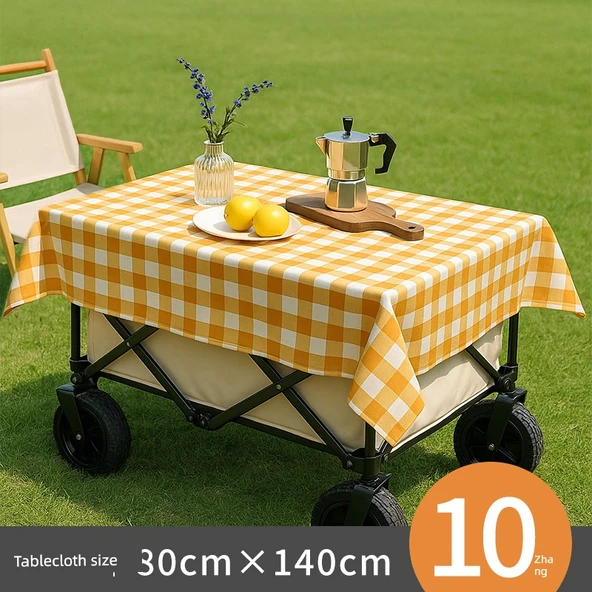 Katlanabilir Su Geçirmez Piknik Örtüsü - Turuncu Kareli 0.8*1.4 m 10 Adet