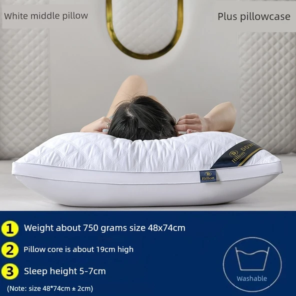 Çift Taraflı Üç Çizgili Beyaz Yastık + Yastık Kılıfı (Model 2)
