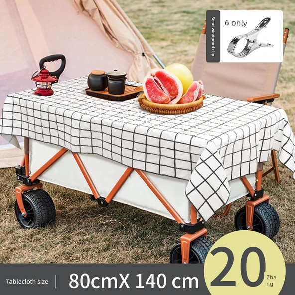Katlanabilir Su Geçirmez Piknik Örtüsü - Siyah Ekose 0.8*1.4 m 20 Adet (6 Rüzgar Klipsli)