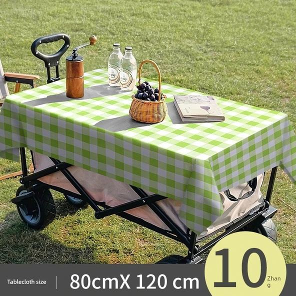 Katlanabilir Su Geçirmez Piknik Örtüsü - Yeşil Kareli 0.8*1.2 m 10 Adet