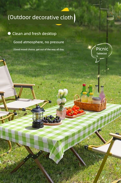 Katlanabilir Su Geçirmez Piknik Örtüsü - Kırmızı Ekose 1.0*1.8 m 20 Adet (6 Rüzgar Klipsli) - Resim 9