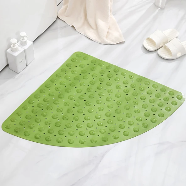 Yelpaze Şekilli Banyo Halısı 54x54cm - Çimen Yeşili - Ayak Masajlı, Kaymaz PVC