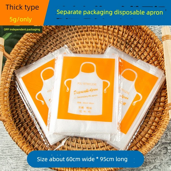 Kalın Tek Kullanımlık Plastik Önlük - 100 Adet - Yetişkin - 5g - Bireysel Paketlenmiş