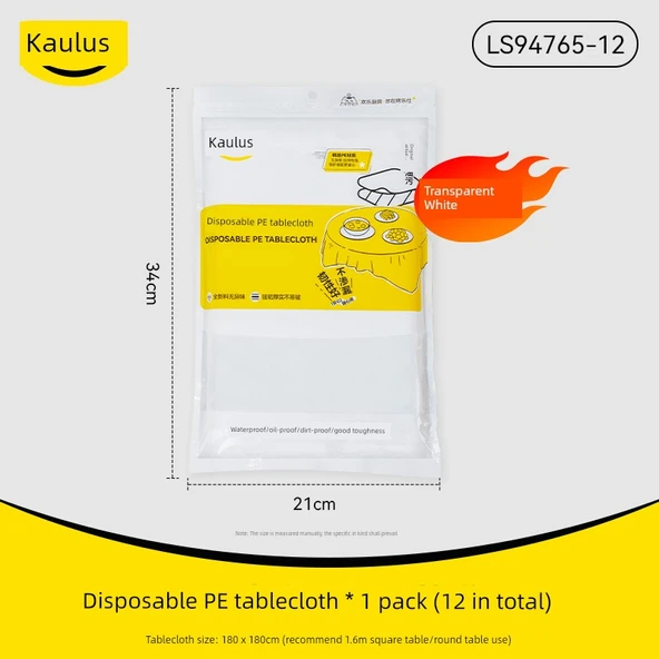 Tek Kullanımlık Masa Örtüsü - İnci Beyazı Büyük Boy 1.8m x 1.8m (12 Adet, 1 Paket)