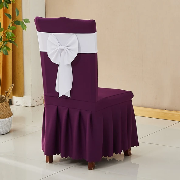 95x42cm Gri Ahşap Sandalye Kılıfı - Streç ve Kalın - 8