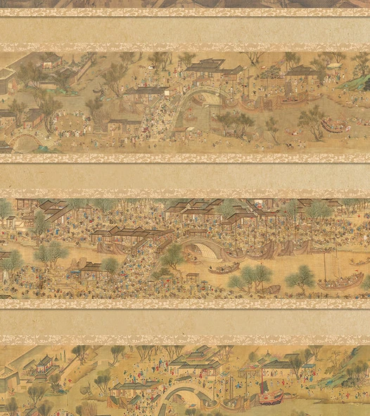 Diyatomlu Çamur Çay Matı - Zhang Zeduan-Qingming Shanghe Tu (Yasak Şehir Versiyonu) A - 30cm x 120cm - 10