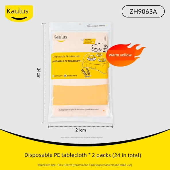 Tek Kullanımlık Masa Örtüsü - Sıcak Sarı Orta Boy 1.6m x 1.6m (24 Adet, 2 Paket)