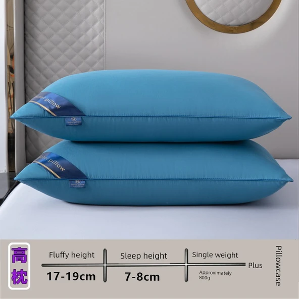 Tek Taraflı Mavi Yüksek Yastık + Yastık Kılıfı (2'li)