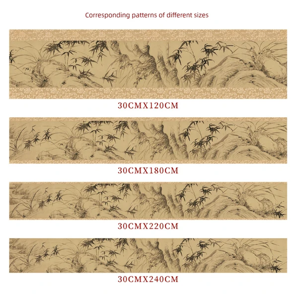 Zen Stil Diatomit Emici Çay Matı - Wen Zhiming-lanzhu figürü A 30cm X 120cm