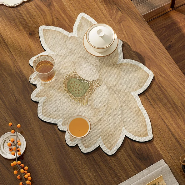 Lotus Diatomit Çamuru Çay Matı - Zarif Beyaz Lotus 30x45cm