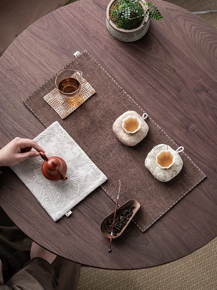 El Yapımı Çay Matı - Guofeng Eski Kumaş Kare Model - 6