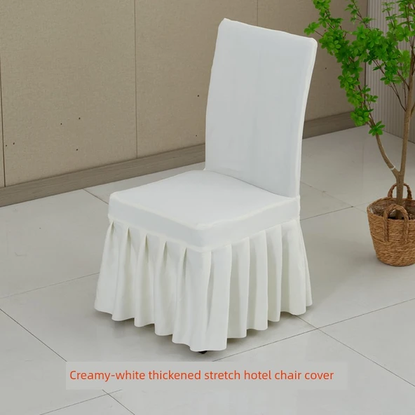 95x42cm Krem Beyaz Ahşap Sandalye Kılıfı - Streç ve Kalın