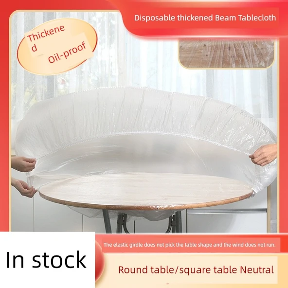 Lastikli Kenarlı Tek Kullanımlık Masa Örtüsü - 10'lu Paket - 1.3m Yuvarlak veya 1.9m Kare Masa - Resim 3