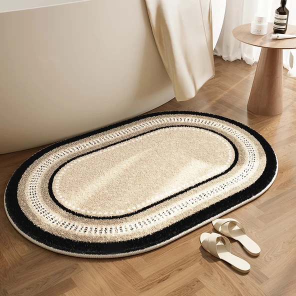 Oval Hızlı Kuruyan Kalın Banyo Paspası - 80x120cm - Roma Köşkü Noktası-1