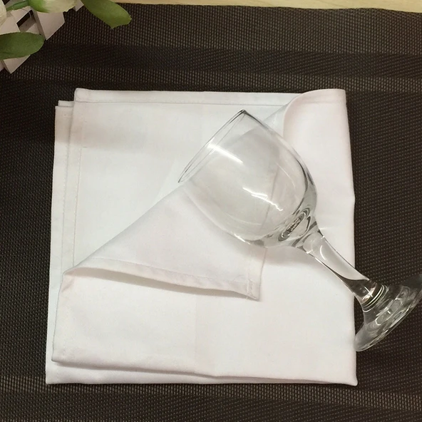 Düz Beyaz Pamuklu Peçete - 11'li Paket - 50x50cm