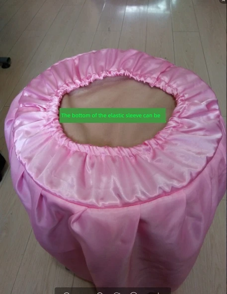 Dantelli Yuvarlak Tabure Kılıfı - Pembe - 30-31cm Çap - 45cm Yükseklik - 8