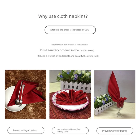 Kraliyet Mavisi Pamuklu Peçete - 8'li Paket - 50x50cm - Resim 8